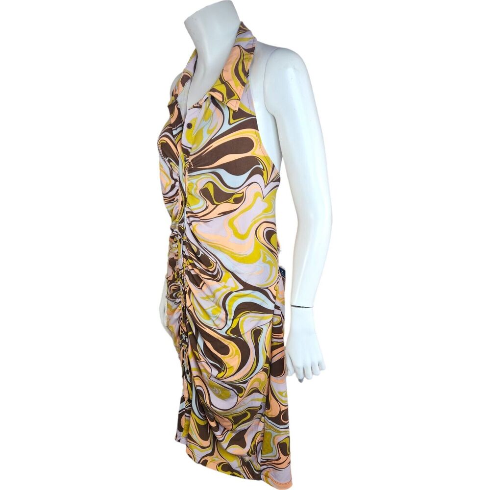 Rue 21 Women 1X Full-Button Bodycon Backless Tube‎ Dress Bohemiam 70s Swirl NWT - Picture 3 of 11